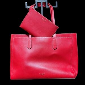 Kate Spade Vibrant Red Tote with Matching Pouch
